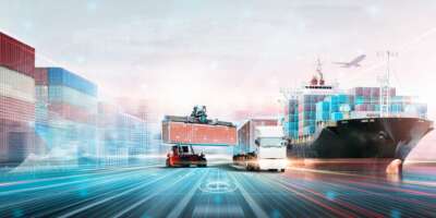 Smart,Logistics,Digital,Marketing,Technology,Concept,,Double,Exposure,Polygon,Wireframe